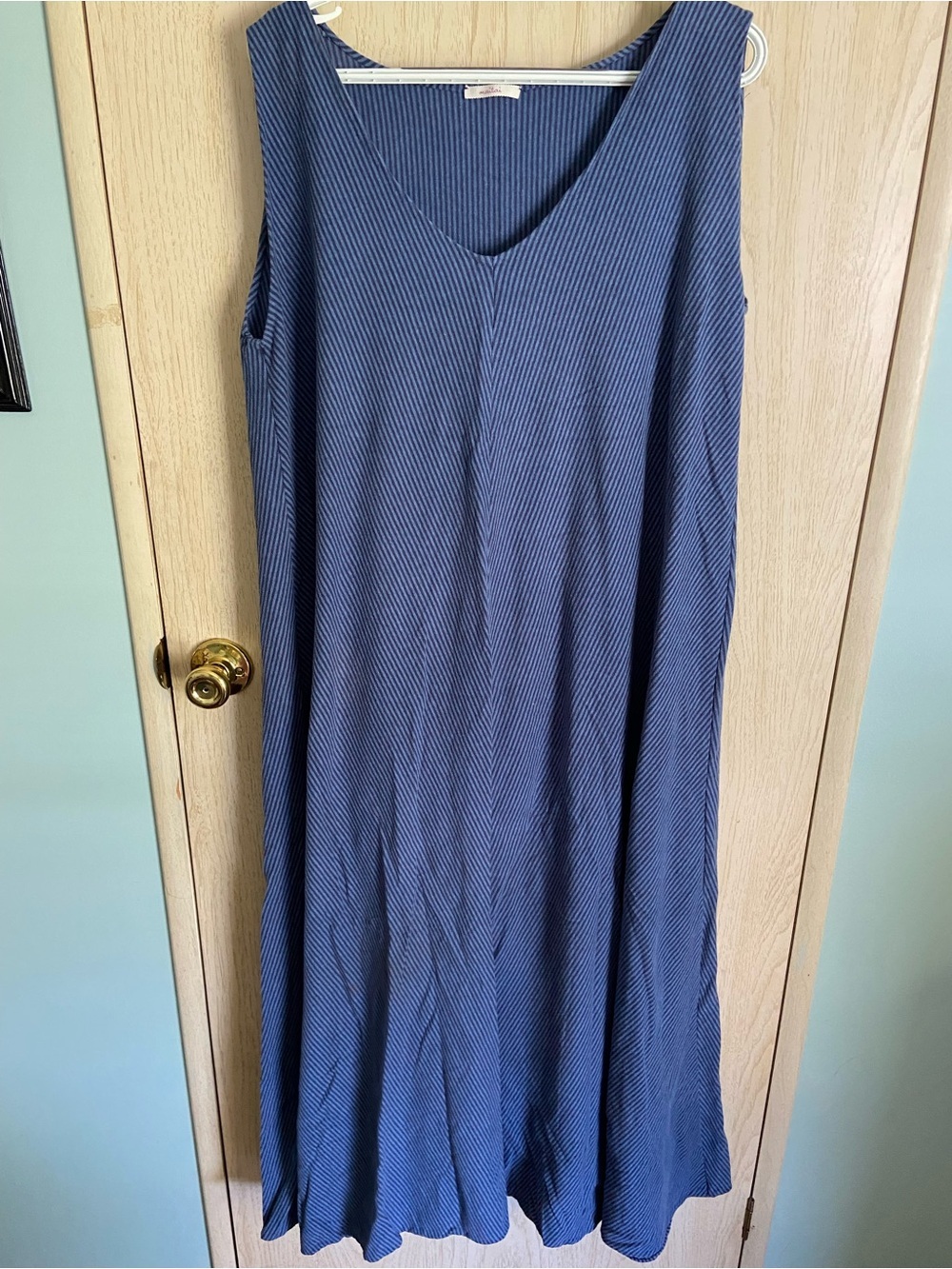 MAI TAI Blue Stripe Cotton Blend A-Line Maxi Dress Sz XL